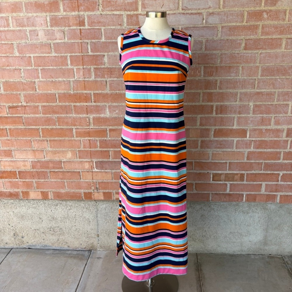 Vtg Betty Hartford‎ Striped Sleeveless Maxi Dress Mod 70s 60s No Size